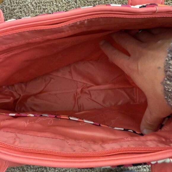 Vera Bradley Womens Large Duffel Purse Bag Trapeze Tote Pink Pixie Confetti EUC - Picture 9 of 10